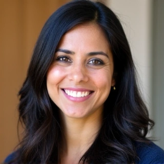 Professional portrait of Dr. Anya Sharma, Lead Nutritionist