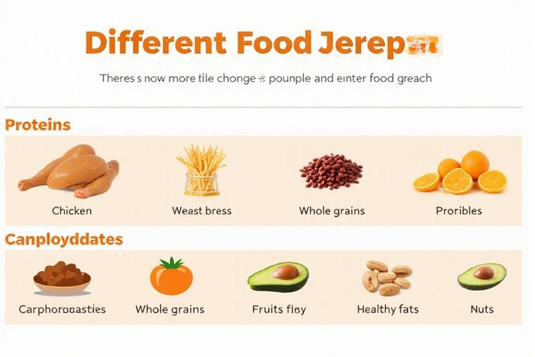 Infographic-style image showing different food groups representing macronutrients.