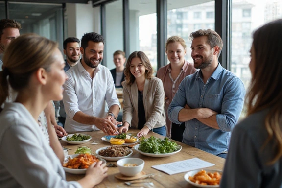 Group of diverse professionals participating in a wellness workshop
