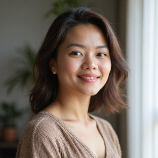 Dewi Kartika, a woman looking healthy and vibrant after her health journey.